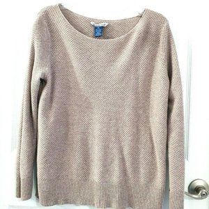 CASCADE BLUE Womens Size XL Tan Waffle Knit Pullover Long Sleeves Sweater